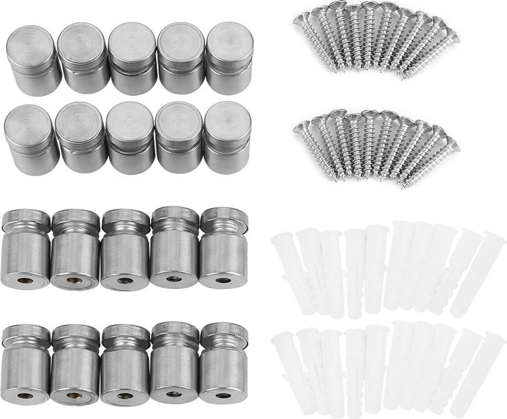 20 Stück M16*20mm Edelstahl SS304 Glasabstandshalter Befestigungsstifte für Werbeschilder Montagezubehör
