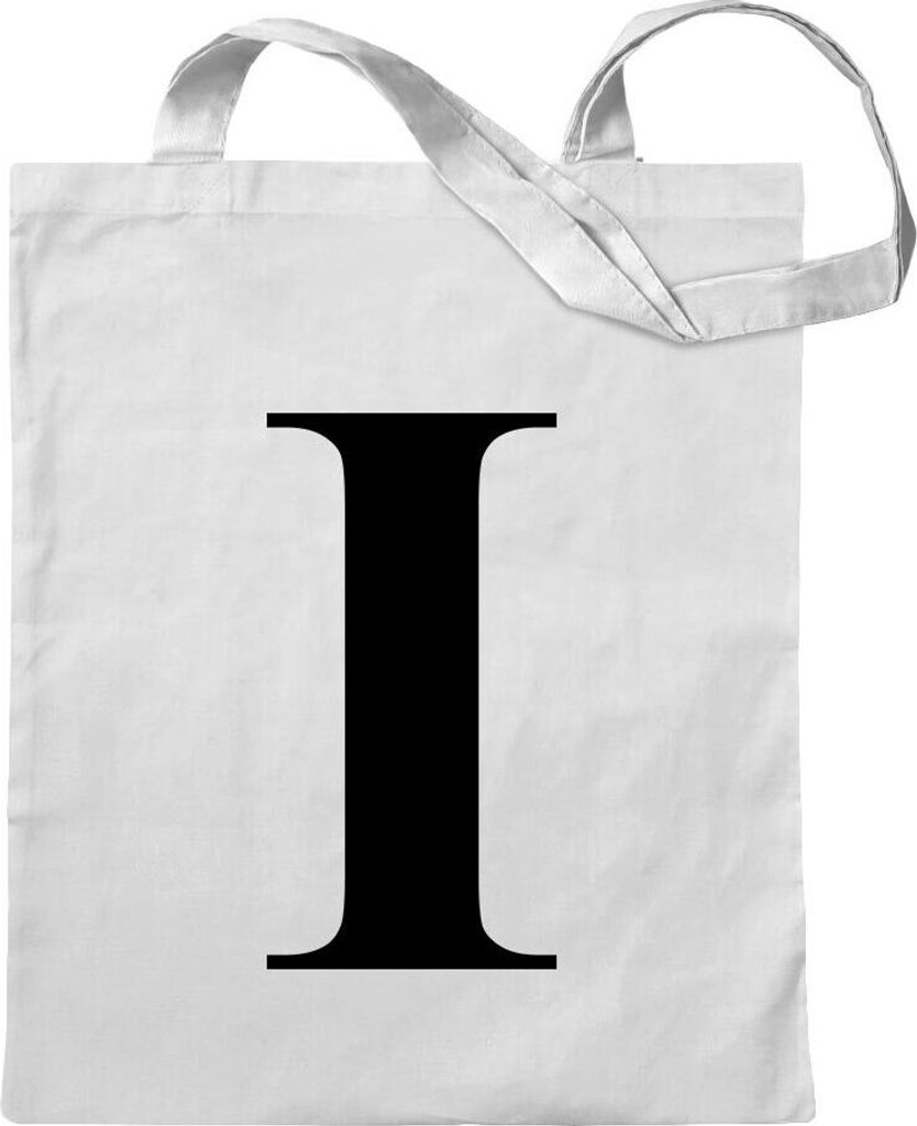 Kiwistar - Baumwolltasche - weiss - Buchstabe I - Alphabet - Turnbeutel Fun Rucksack Sport Beutel Gymsack Ziehgurt