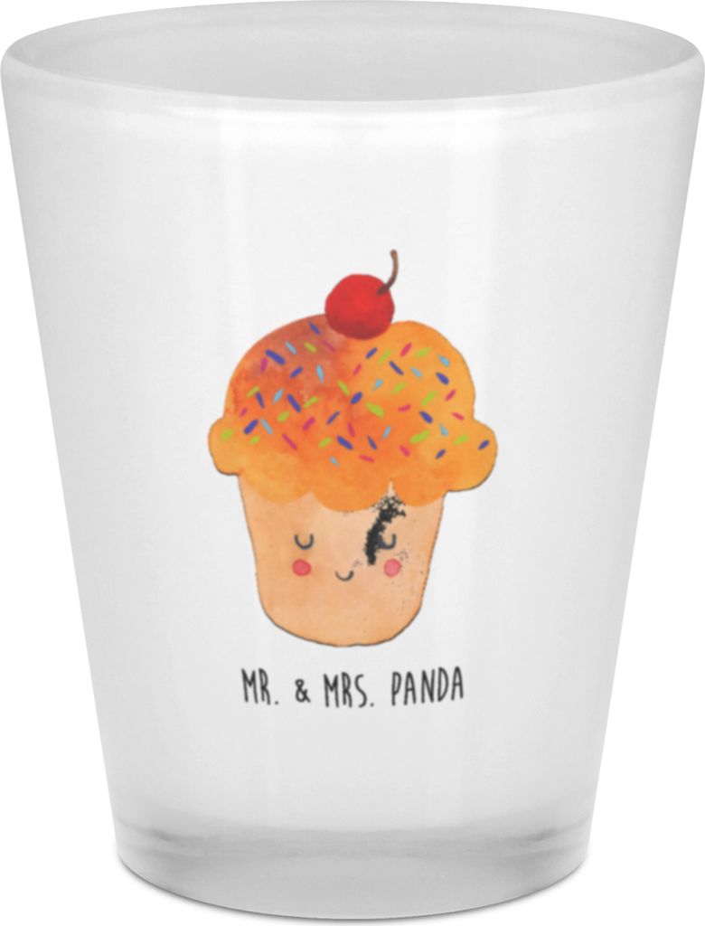 Mr. & Mrs. Panda Schnapsglas Cupcake - Transparent - Geschenk, Motivation Sprüche, Tiermotive, Gläschen, Cupcakes, Pinnchen, Backen, Likörglas, ...