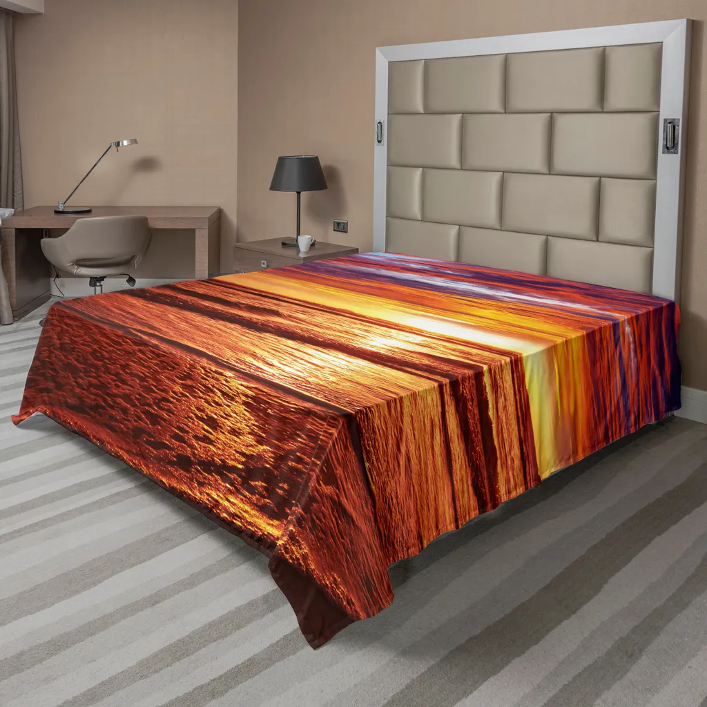 Drap plat pour lit décoratif thème Hawaï, grand format 266 x 260 cm