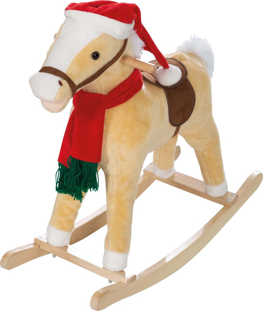 roba Schaukelpferd, mit Weihnachtsmütze & Schal, gepolstert, Sattel, Sound, 63x31x73cm, ab 24 Monate