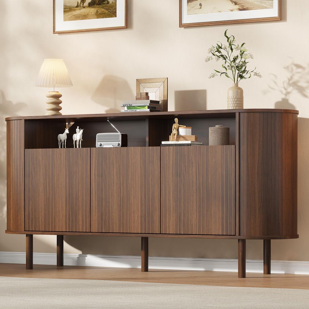 Merax Sideboard mit 3 Wellentüren und Massivholzbeine, Produktbild 