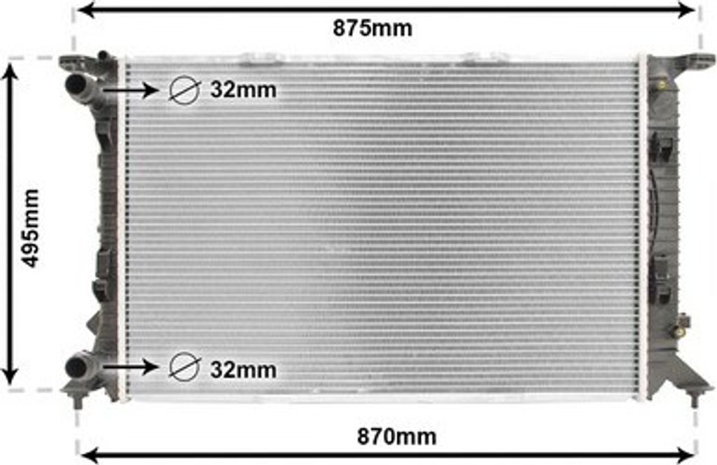 VAN WEZEL 03002292 Kühler Wasserkühler Motorkühler für AUDI A4 Avant (8K5, B8) A6 Avant (4G5, 4GD, C7) Q5 (8RB) A5 Sportback (8TA) A4 Limousine Q3