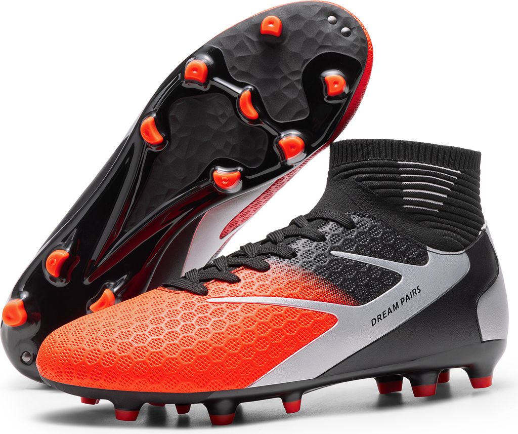 DREAM PAIRS Fußballschuhe Herren Top Professionelle Trainingsschuhe Professionelle Stollen Spikes Cleats Schnürsenkel Football Schuhe,Farbe:ORANG...