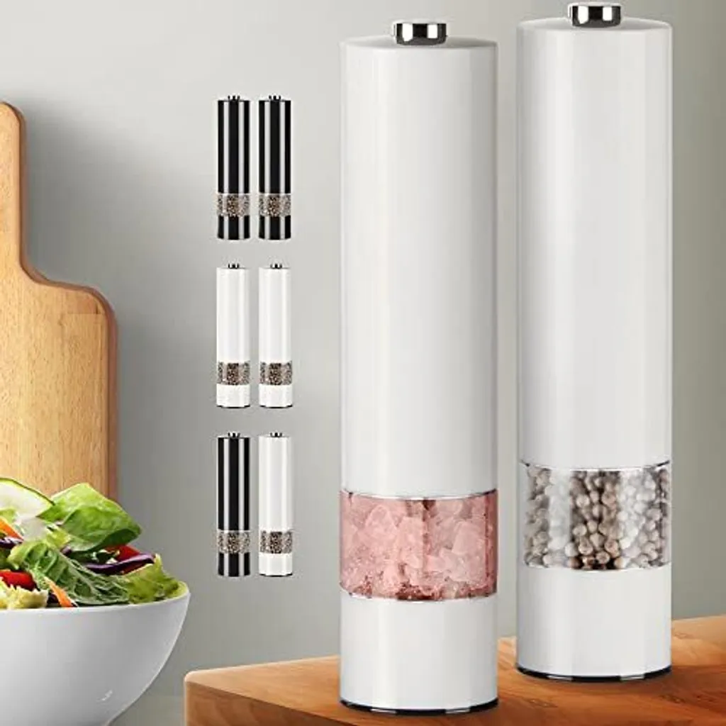 Set 2 Macinapepe e Sale Elettrico Bianco - Macina Automatica Casa
