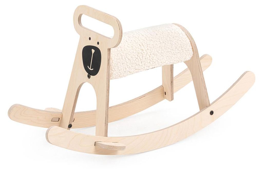MamaToyz Cheval à bascule Ours en bois Nature 76x24x41cm Image du produit 