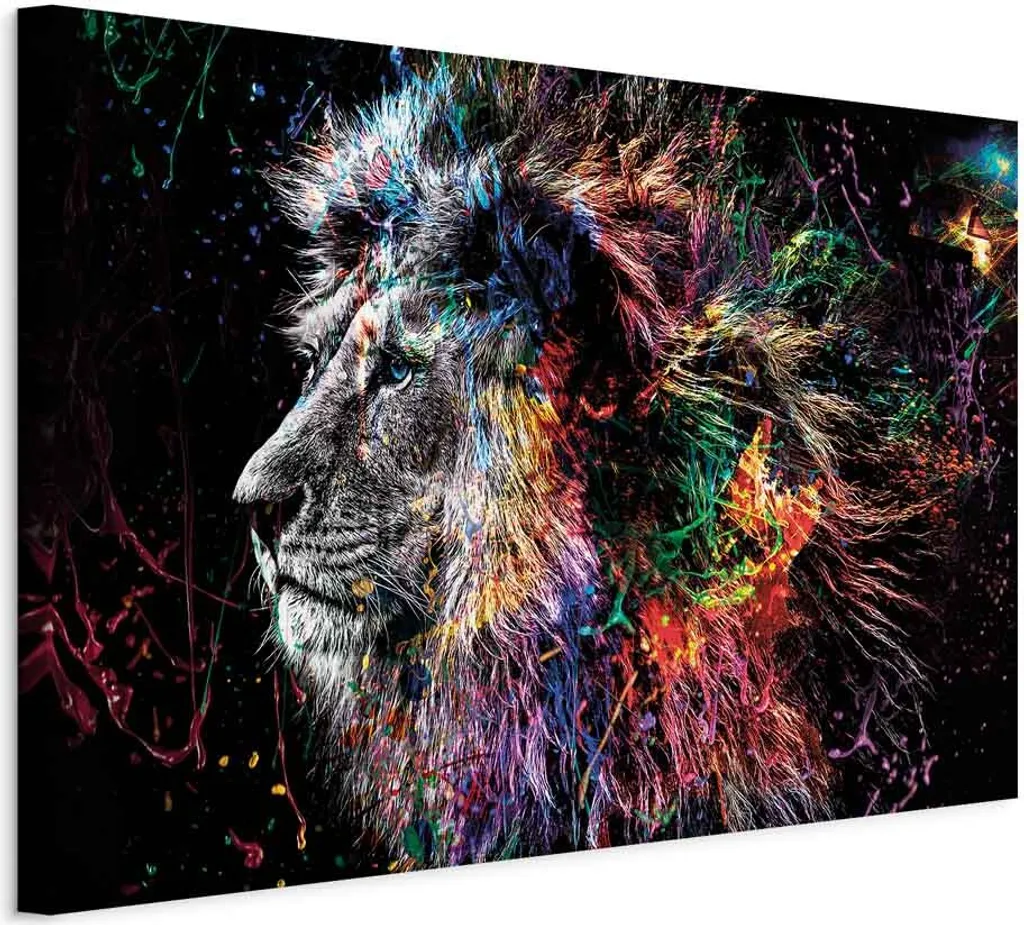 Decorazione Casa: Quadro Leone Pazzo 60x40 cm - Regalo Ideale