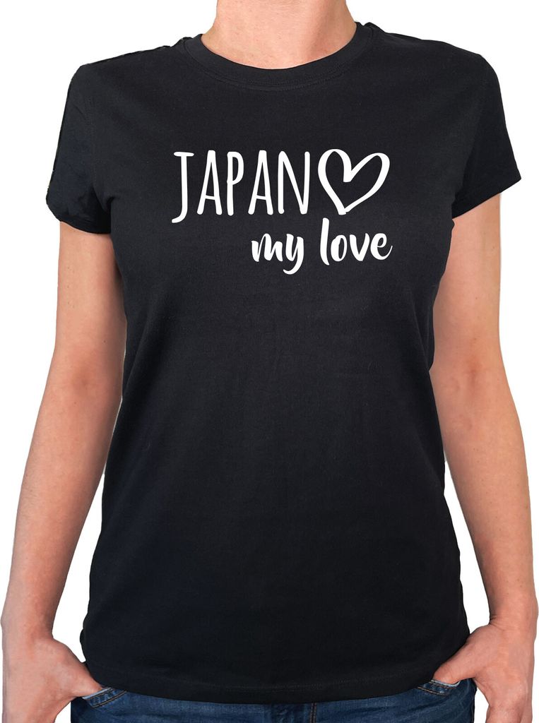 Huuraa Damen T-Shirt Japan my love XXL Black Bio Baumwolle Fairtrade Damenshirt Geschenkidee