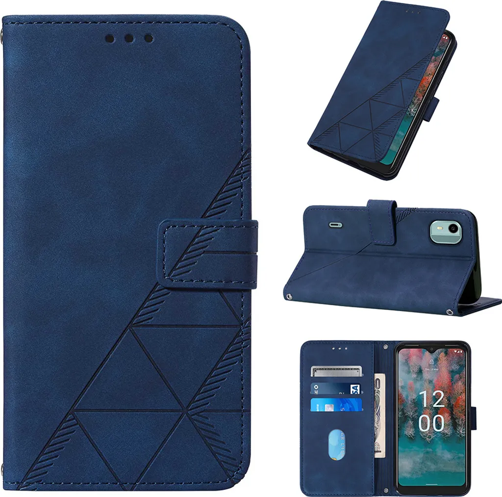 Cover Portafoglio per Nokia C12 / Pro / Plus - Blu con Supporto Video