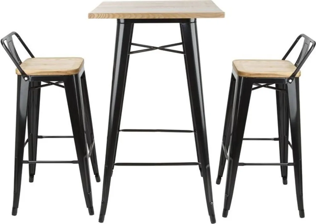 Table de bar Bolero Bistro avec plateau en bois noir 60x60cm robuste - 10
