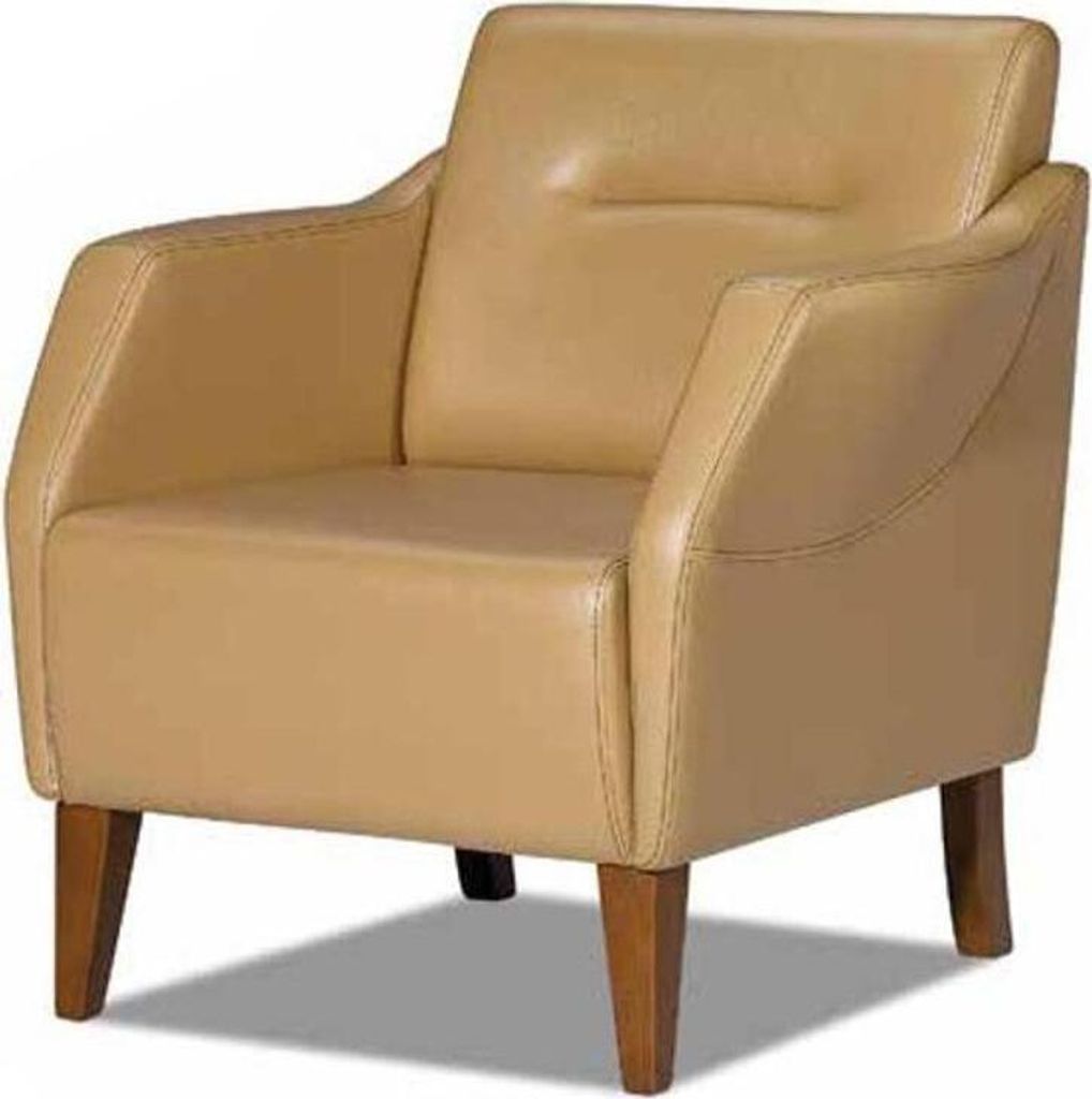 Wohnzimmer Sessel beige Design Luxus Sitz Leder Lounge Club Ohrensessel