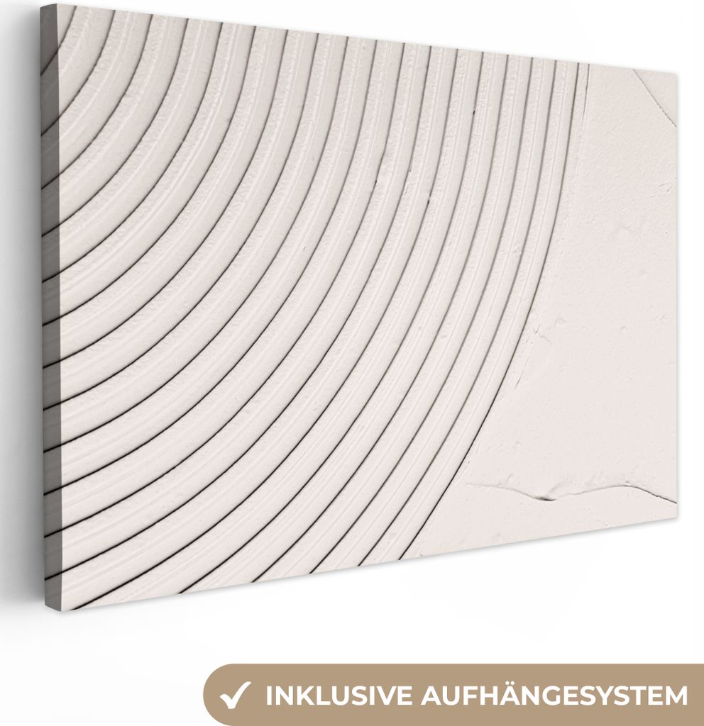 OneMillionCanvasses - Leinwandbilder - 140x90 cm, Kunst - Weiß - Linien - Abstrakt, Wandbilder Kunstdruck Wanddekoration - Foto auf Leinwand - G...