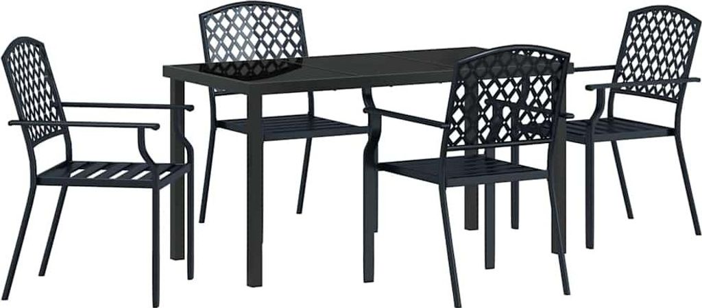 vidaXL Garten Essgruppe 5 pcs Anthrazit Pulverbeschichteter Stahl