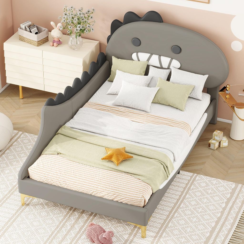 MODFU Lit enfant 90×200 avec design dinosaure, lit Image du produit 