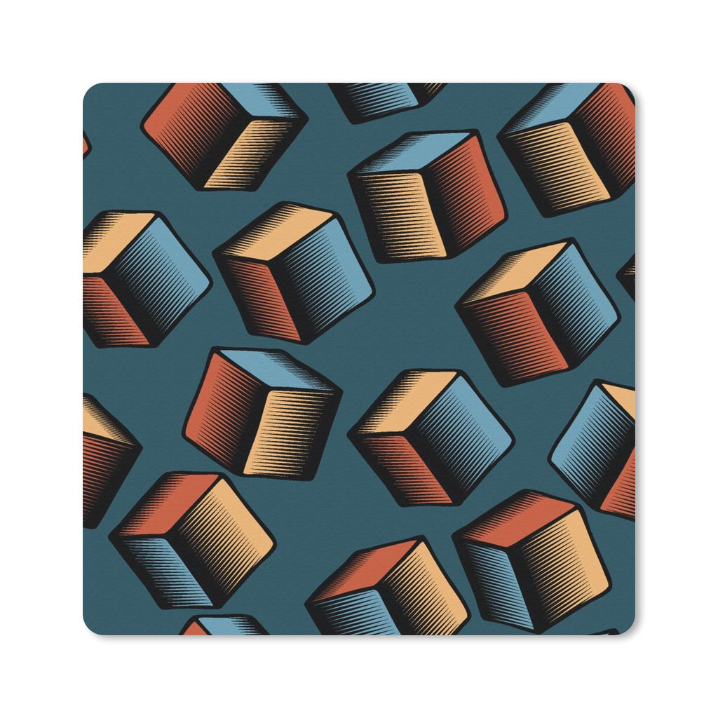 MuchoWow Mauspad Mousepad Muster - Würfel - 3D 30x30 cm - Mousepads - Maus Mat - Pad - Mausunterlage - Gaming