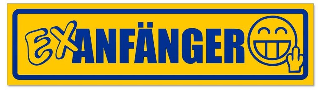 Kiwistar - Autoaufkleber - Blau - 30 x 8 cm - E x Anfänger invertiert - Hinweis Aufkleber Sticker für Auto, Kfz, Fahrrad, PKW, LKW