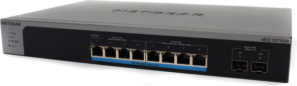 NETGEAR MS510TXUP Netzwerk-Switch Managed L2/L3/L4 10G Ethernet (100/1000/10000) Power over Ethernet (PoE) Grau, Blau