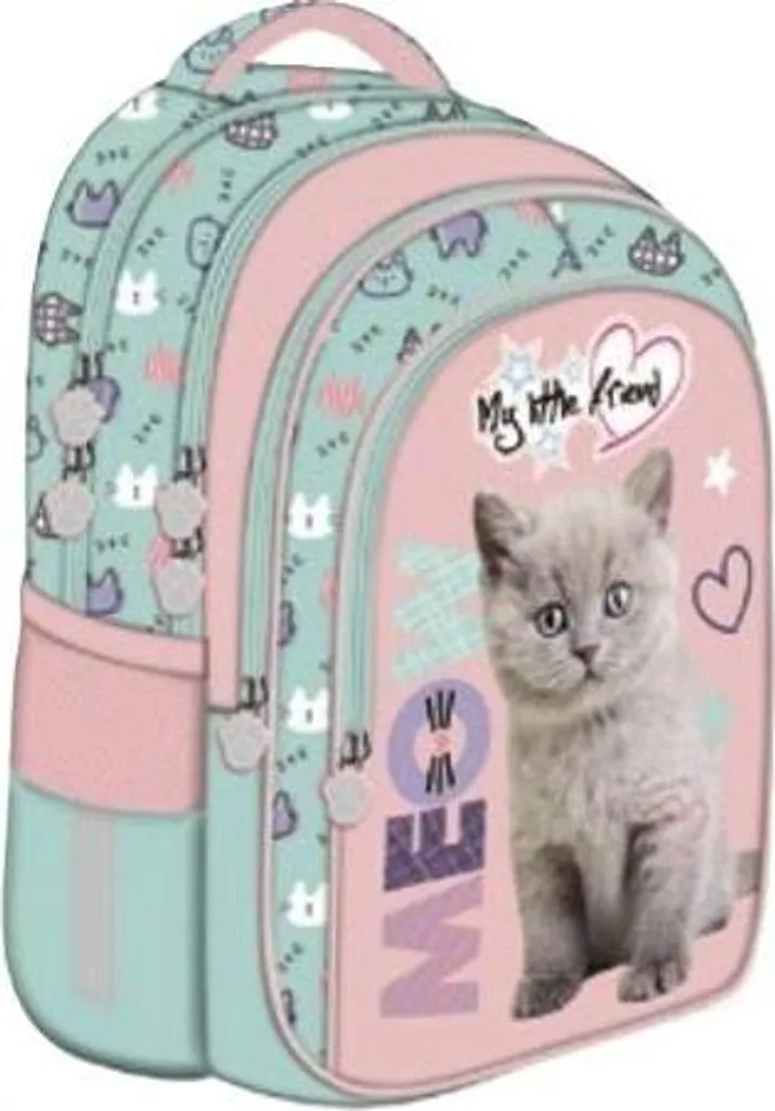 Zaino Scuola Majewski Fluffy Kitty 16 Pollici - 4 Scomparti Gatto Peluche