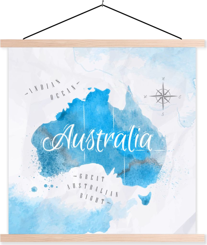MuchoWow Textilposter Weltkarten - Australien - Öl 40x40 cm mit holzfarbenen Rahmen - Posterleiste