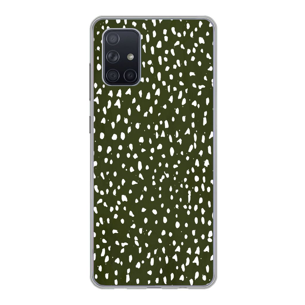 MuchoWow Handyhülle Schutzhülle Hülle für Samsung Galaxy A51 Polka dots - Weiß - Schwarz Silikon Softcase Handy Hülle - Schutzabdeckung