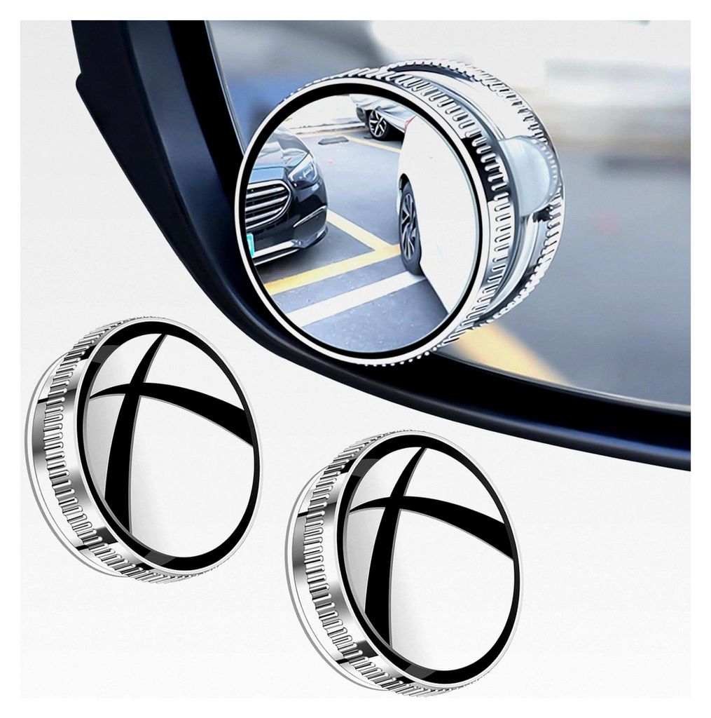 2 Stück Toter Winkel Spiegel für Autos, Abnehmbarer und 360° Drehbarer Weitwinkel, Einstellbar und Wasserdicht, HD Selbstklebend, für verschied...