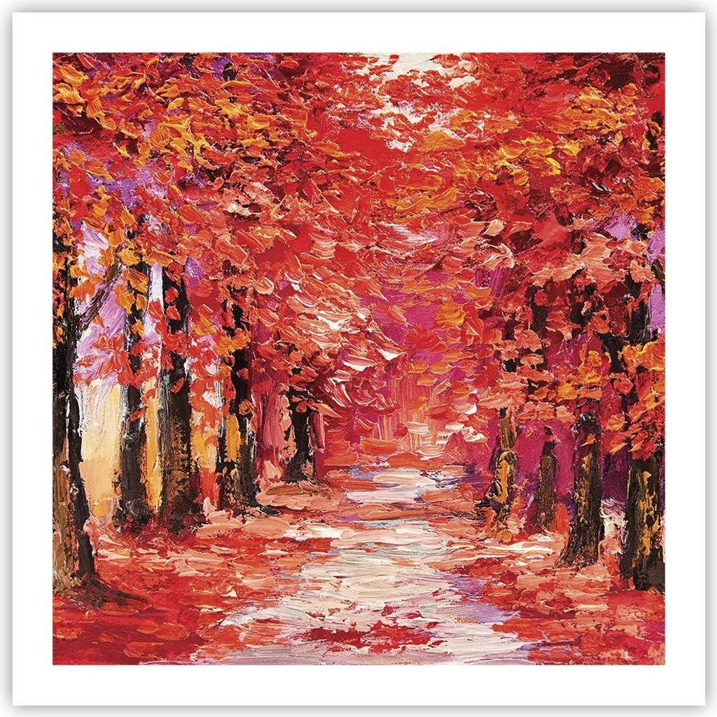 Poster - Poster ohne Rahmen - Herbst Park Allee - 60x60 cm - Wand Bild - Wanddeko - Wandbilder - Kunstposter - Wandposter - Bilder - Kunstdruck - W...