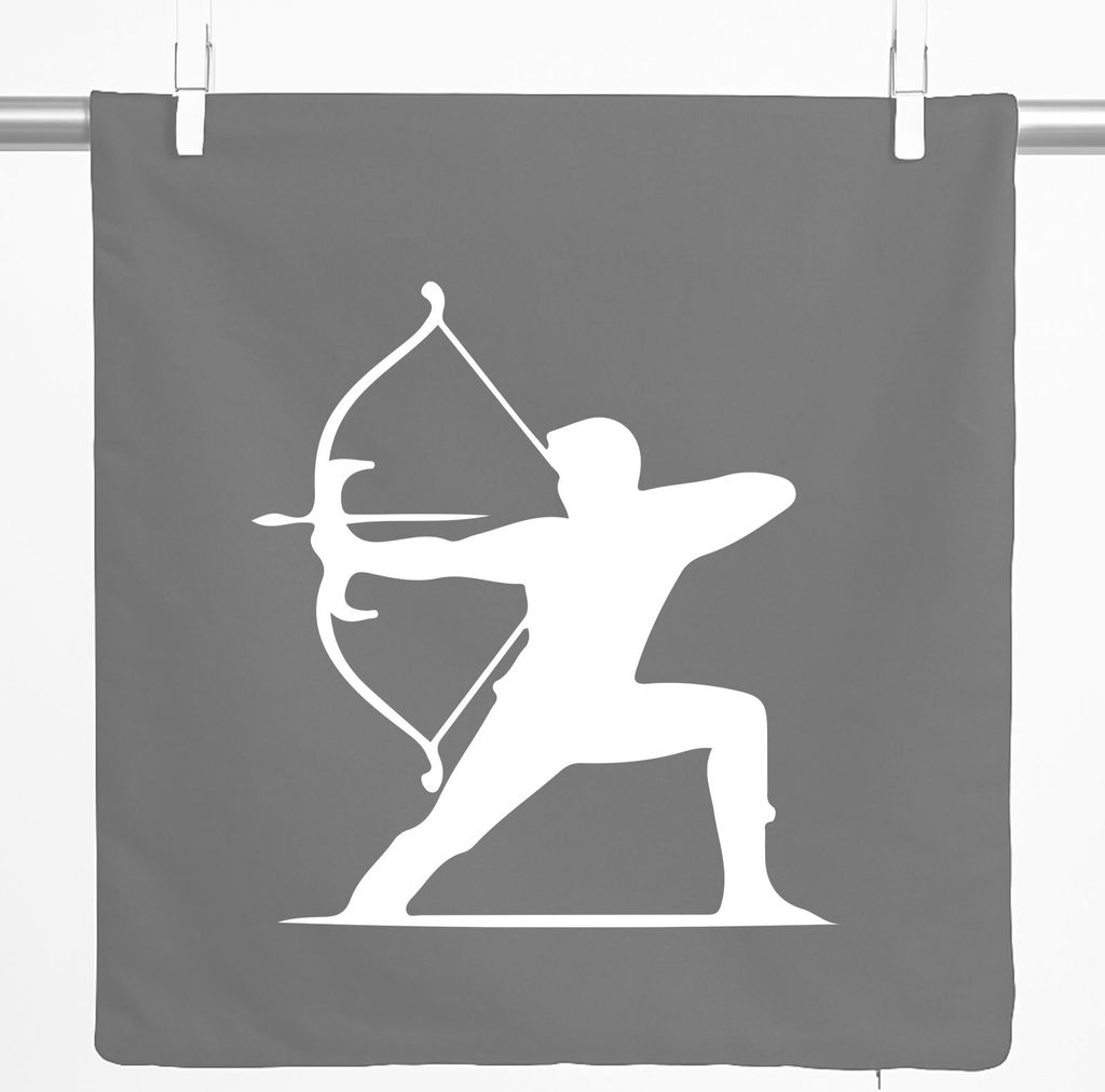 Huuraa Kissenbezug Bogenschießen Silhouette 40x40cm Steel Grey Baumwolle Dekokissenbezug Geschenkidee