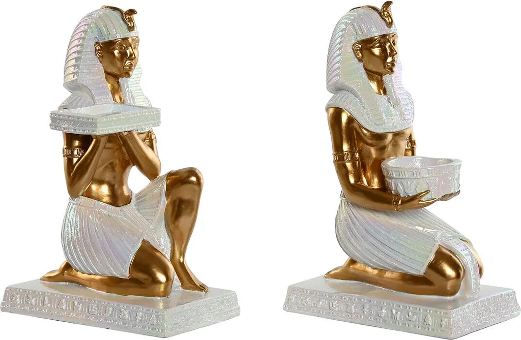 Figurine déco Home ESPRIT Orientale Égyptien Blanc et Or 25 cm (2 pcs)