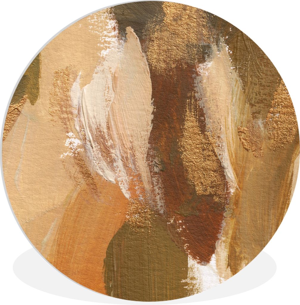 MuchoWow Rundes Wandbild - Runde Bilder Farbe - Gold - Herbst Ø 30 cm Kreis Wanddekoration Kunststoff - Wandkreis - Wandschmuck - Schlafzimmer -...
