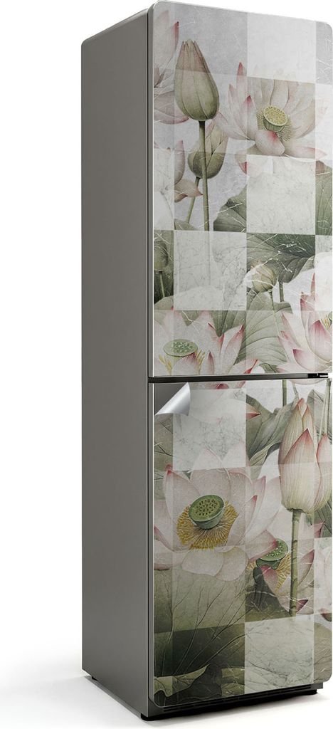 Tropische Palmen im Nebel – Kühlschrank Aufkleber – Klebefolie Kühlschrank – Kühlschrank Dekor – Kühlschrankfolie selbstklebend – Kü...