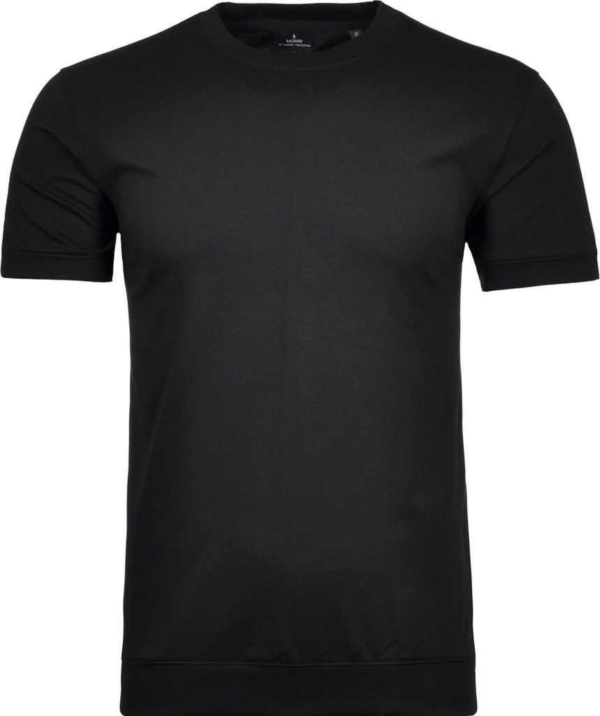 RAGMAN Herren T-Shirt Kurzarm Rundhals Regular-Fit PIMA Schwarz XXL