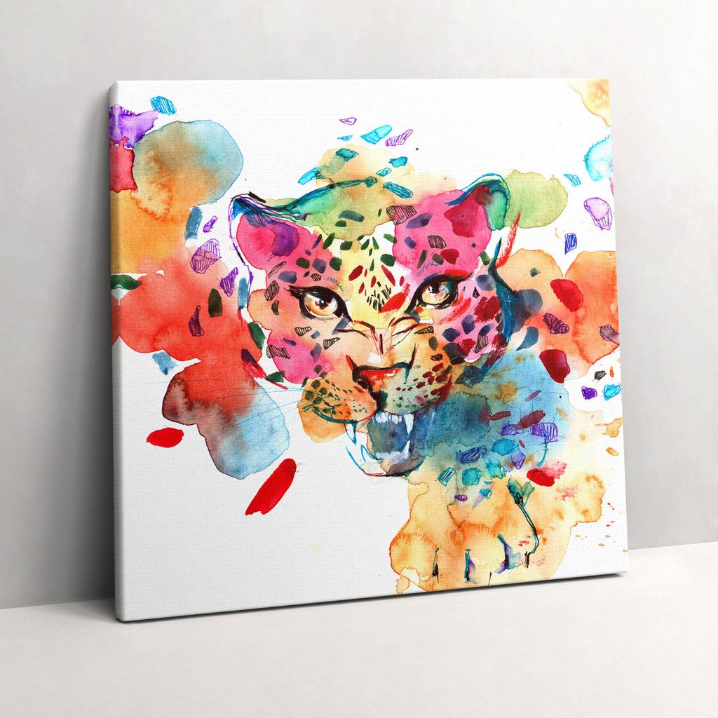 Wild Cat Colorful abstraction – Leinwandbild Wandbild – 60x60 cm – Leinwandbilder – Wandbilder – Schlafzimmer – Flur