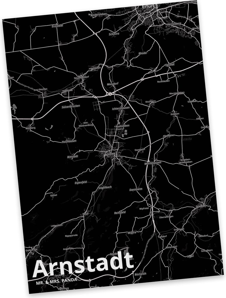 Mr. & Mrs. Panda Postkarte Arnstadt - Geschenk, Grußkarte, Stadt Dorf Karte Landkarte Map Stadtplan, Ansichtskarten, Postkarten, Fotokarte, Ansich...