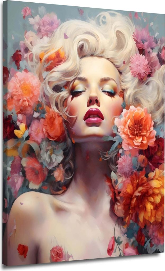 Marilyn Flower Colour Leinwandbild Wandbild Kunstdruck XL Deko: 60x80x4cm