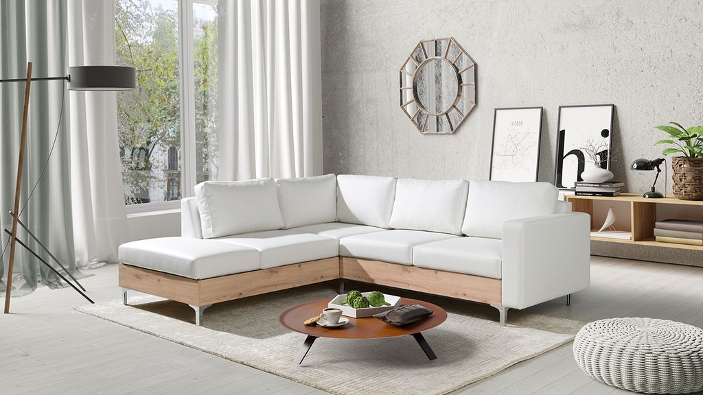 Ecksofa ORLANDO WOOD soft 17 / eiche artisan links Wohnlandschaft L-Form Sofa