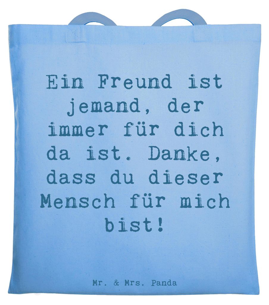 Mr. & Mrs. Panda Beutel Spruch Freund fürs Leben - Sky Blue - Geschenk, Danke sagen, liebevoll, Schultasche, Bedanken, dieser Mensch, Wertschätzu...
