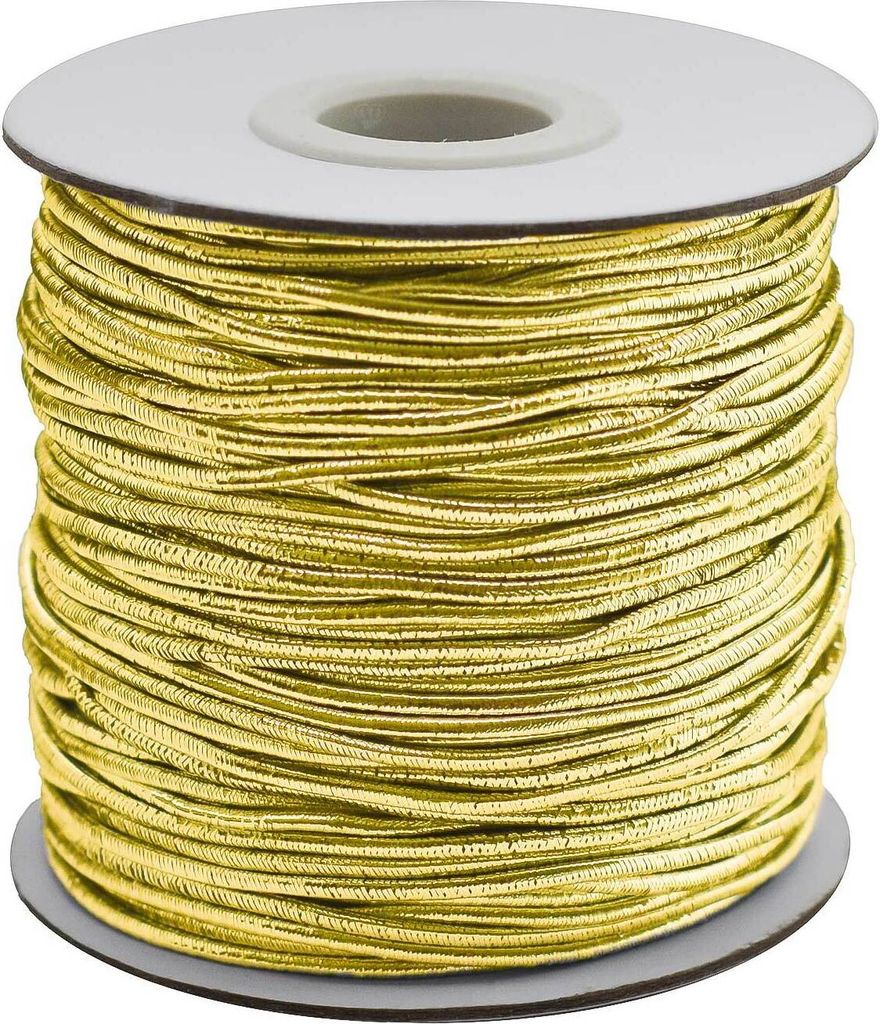 3 x 50m Gummikordel metallic Gummischnur 1,5mm Rundgummi Farbwahl, Farbe:gold