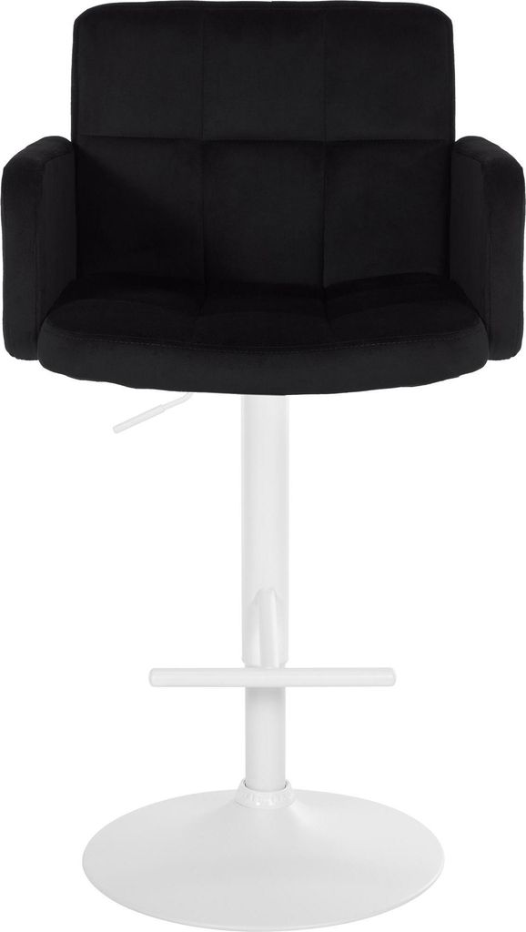 2er Set Barhocker SUTUN - Samt Schwarz 60x56x93 cm Weiß | Barstuhl Höhenverstellbar Mit Lehne Drehbar Tresenhocker Tresenstuhl Kneipenhocker