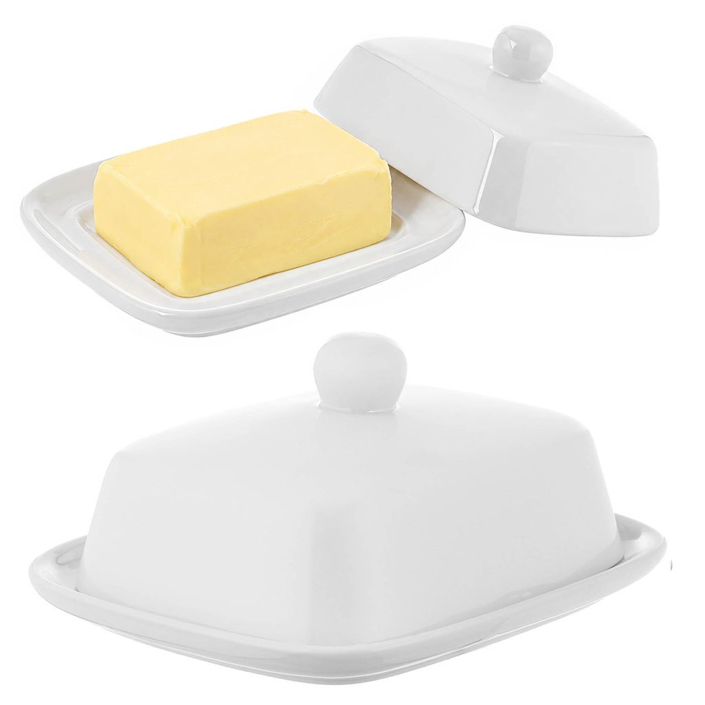 KADAX Butterdose aus Porzellan, 16,5 x 13 x 5 cm, weiße Produktbild 