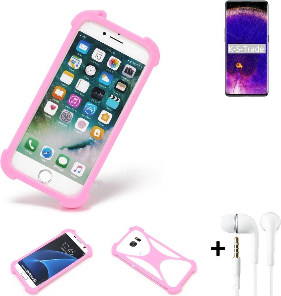 K-S-Trade Bumper + Kopfhörer kompatibel mit Oppo Find X5 Handy Hülle Schutzhülle Silikon Schutz Hülle Cover Case Silikoncase Silikonbumper TPU