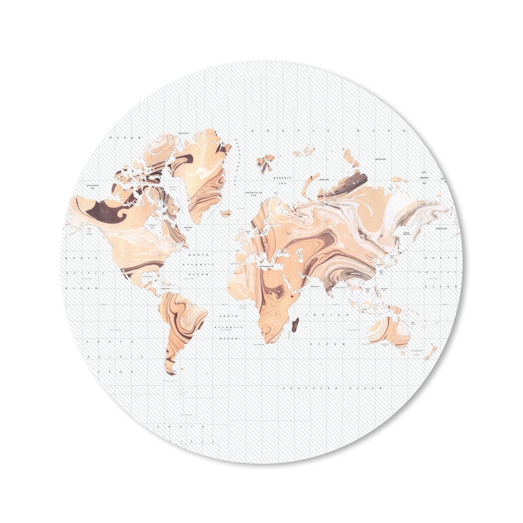 MuchoWow Mauspad Mousepad Weltkarte - Orange - Braun 20x20 cm - Mousepads - Maus Mat - Pad - Mausunterlage - Schreibtischmatte