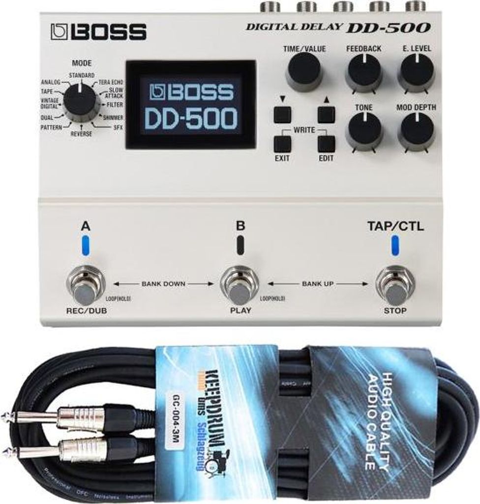 Boss Effektgerät DD-500 Digital Delay Pedal mit Kabel