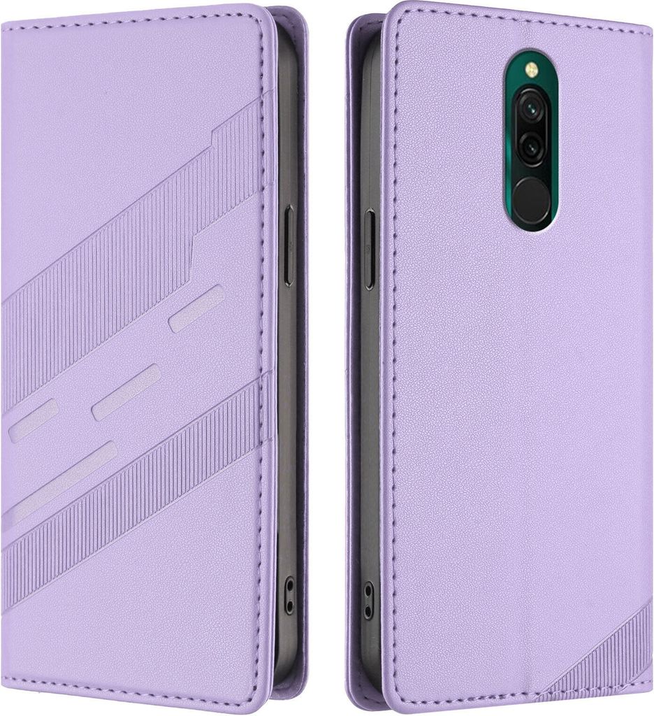 Hülle für Xiaomi Redmi 8/Redmi 8A, Kunstleder Brieftaschen Handyhülle mit Kartenfach und Standfunktion Violett