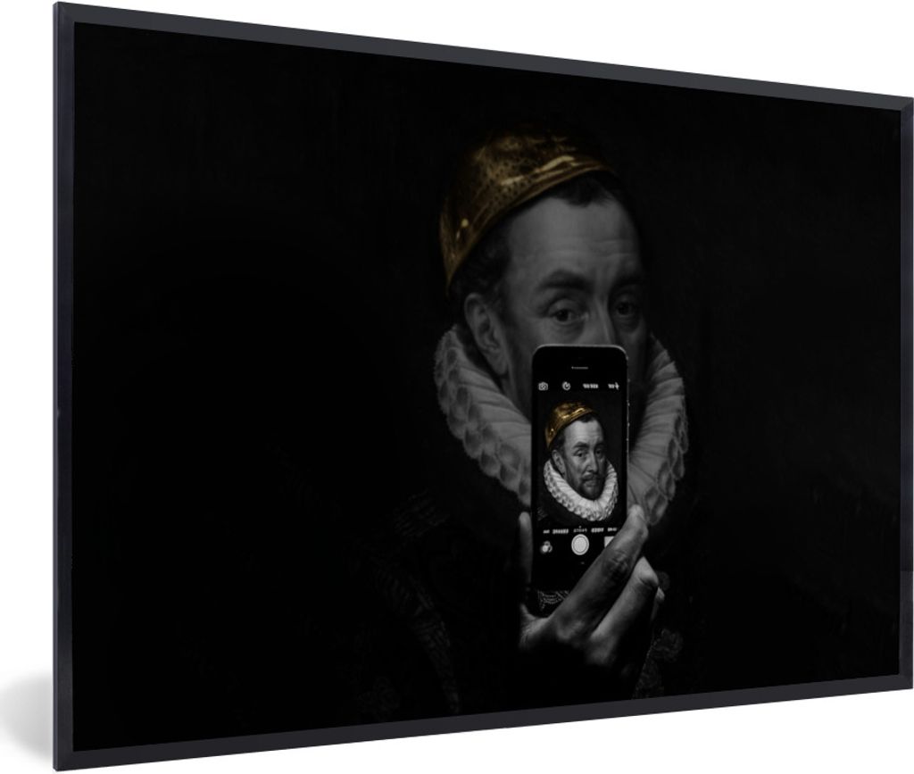 MuchoWow Gerahmtes Poster Wilhelm von Oranien - Adriaen Thomasz - Selfie 30x20 cm - Poster mit Schwarzem Bilderrahmen Wandposter Rahmen Foto Bild...