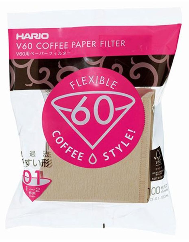 Hario V60 Größe 01 - 100 Kaffeefilter braun Misarashi Produktbild 