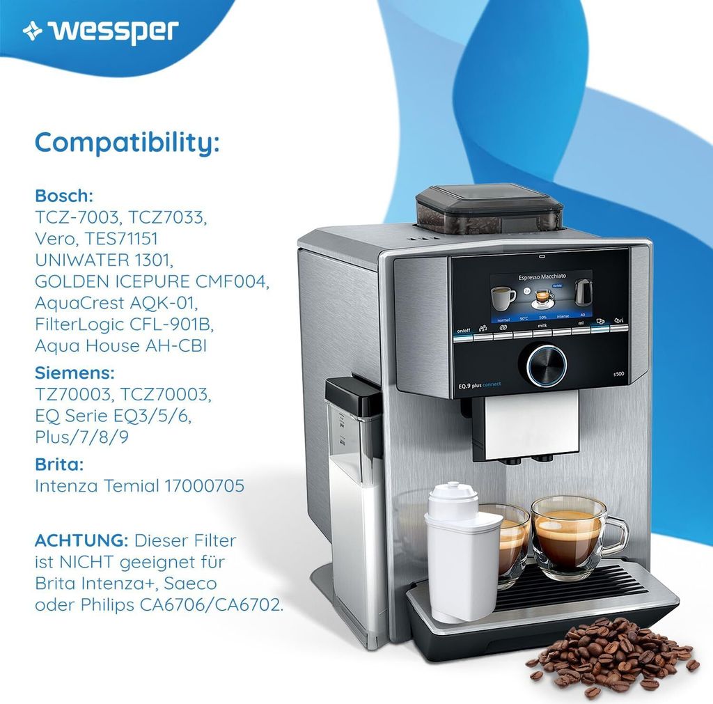 9x vodní filtr Wessper pro Siemens EQ.6 EQ.9 EQ.300 EQ.500 Obrázek produktu 3