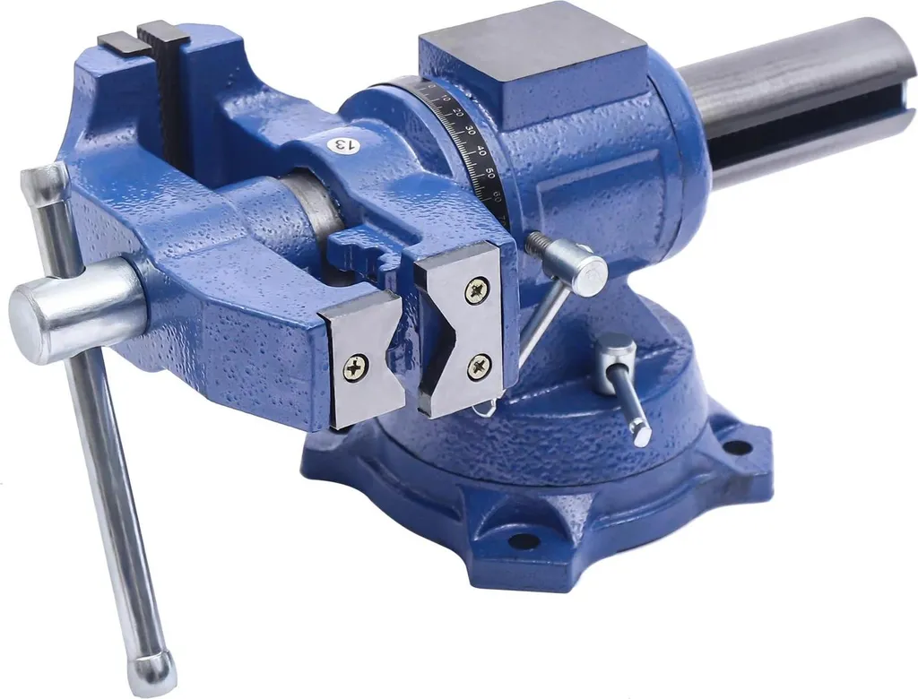 Étau d'établi en fonte ductile avec rotation 360° et mors de 10 cm