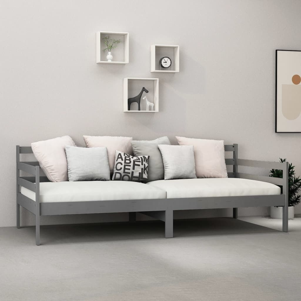 Cloris DesignMöbel Klassische Betten - Grau Tagesbett Grau Massivholz Kiefer 90x200cm Schlichtes4059788