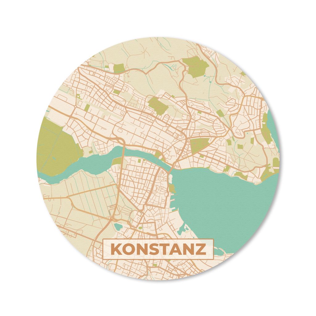 MuchoWow Mauspad Mousepad Konstanz - Vintage - Karte - Stadtplan 50x50 cm - Mousepads - Maus Mat - Pad - Mausunterlage - Vinyl