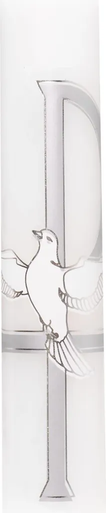 Cero Battesimo Bianco Argento Colomba - Design Moderno per Cerimonia - 3
